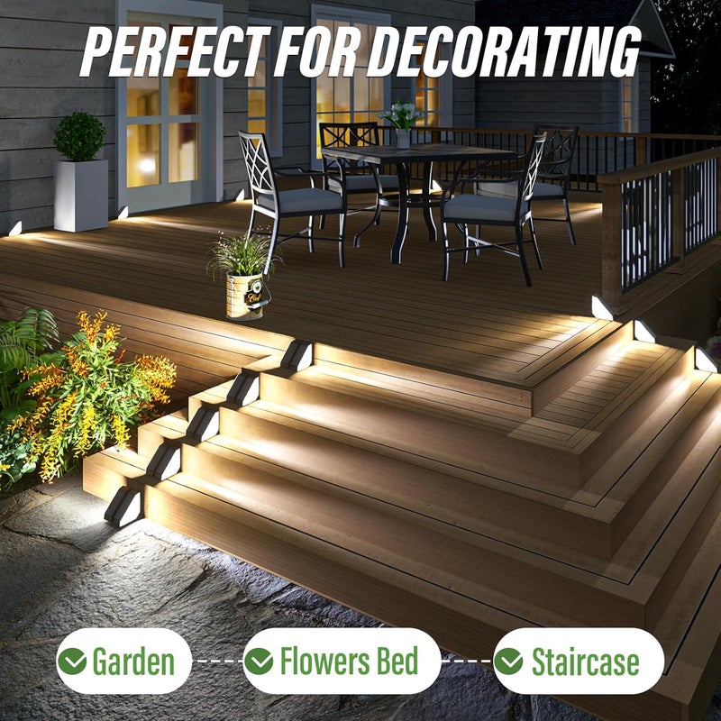 JSOT Solar Lights for Step 10 Pack, Stair Lights Outdoor Yard Decor, IP65 Waterproof Deck Lighting for Outside, Solar Powered Garden Light for Fence, Backyard, Front Porch Step, Balcony, Wall, Patio - Image 3